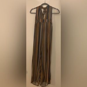 Striped halter back jumpsuit L